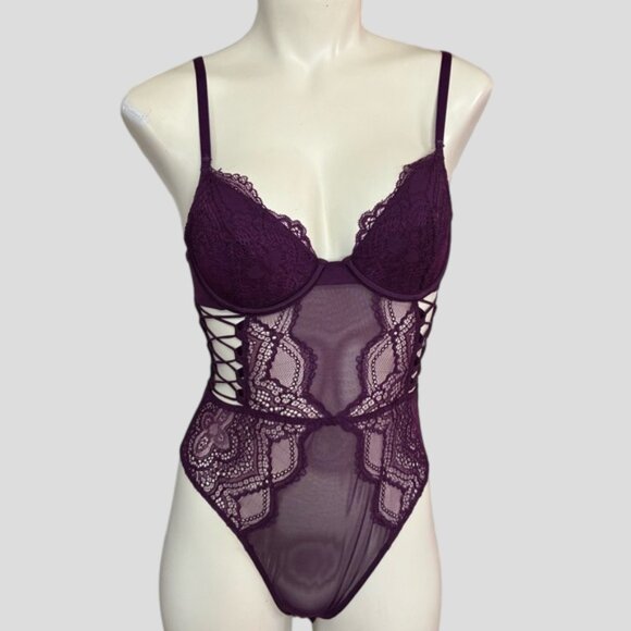 La Senza Plum Lace Lingerie Bodysuit - Picture 1 of 11